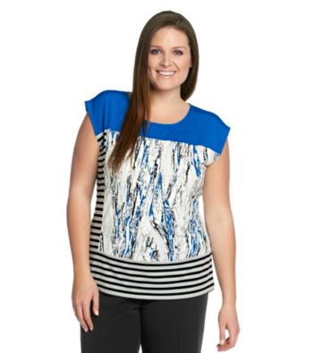 Calvin Klein Plus Size Extended Shoulder Multi Print Tee