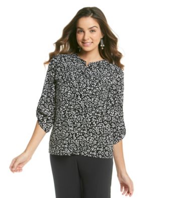 Notations® Petites' Buttonfront Printed Blouse