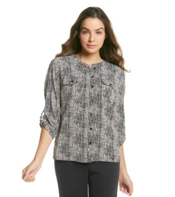 Notations® Petites' Buttonfront Printed Blouse