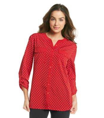 Notations® Petites' Y-Neck Polka Dot Print Blouse
