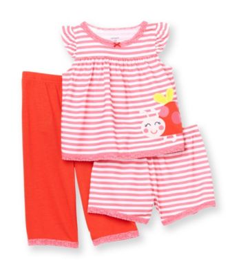 Carter's® Girls' 12M-4T Red/Pink Striped 3-pc. Ladybug Pajama Set