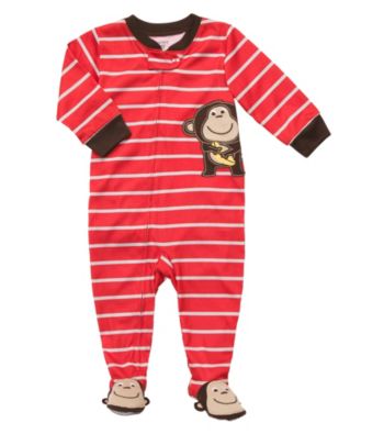 Carter's® Boys' 12M-4T Red Striped Monkey Footie Pajamas