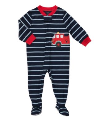 Carter's® Boys' 12M-4T Navy Striped Fire Truck Footie Pajamas