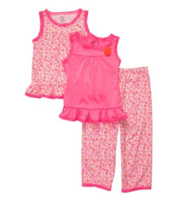 Carter's® Girls' 12M-4T Neon Pink 3-pc. Floral Print Pajama Set
