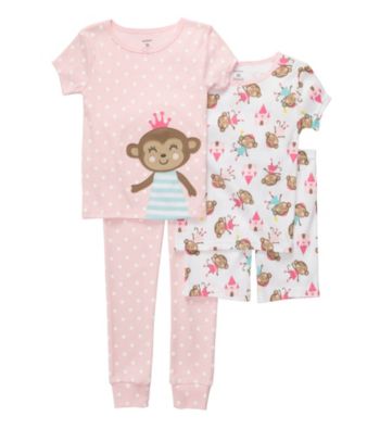 Carter's® Girls' 12M-4T Pink 4-pc. Polka Dot Monkey Pajama Set