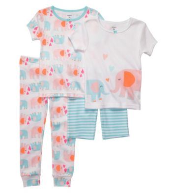 Carter's® Girls' 12M-4T White 4-pc. Elephant Pajama Set