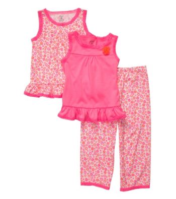 Carter's® Girls' 4-14 Neon Pink 3-pc. Floral Print Pajama Set