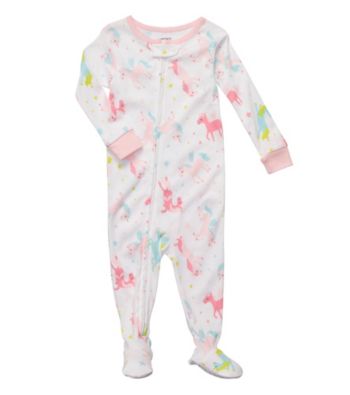 Carter's® Baby Girls' White/Pink Unicorn Print Footie Pajamas