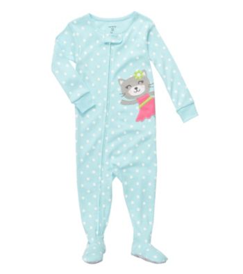 Carter's® Baby Girls' Blue Polka Dot Kitty Footie Pajamas