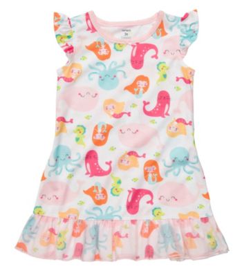 Carter's® Girls' 2T-4T White Ocean Print Sleep Gown