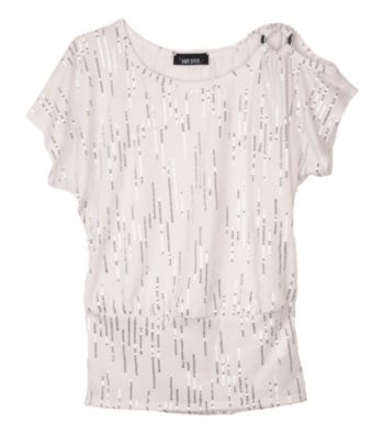 Amy Byer Girls' 7-16 White Sequin Top