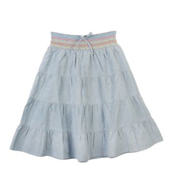Amy Byer Girls' 7-16 Blue Chambray Tiered Skirt