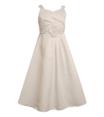 Bonnie Jean® Girls' 7-16 White Crossover Bodice Taffeta Dress