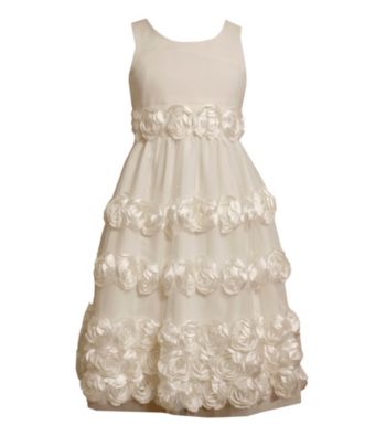Bonnie Jean® Girls' 7-16 White Satin Bonaz Flower Dress