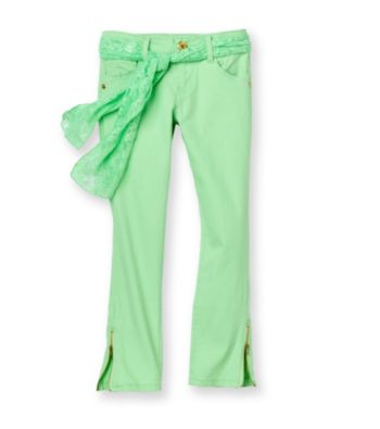 Jolt® Girls' 7-16 Neon Green Zipper Hem Jeans with Lace Belt
