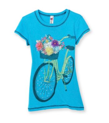 Beautees Girls' 7-16 Blue Bike Screen Tee