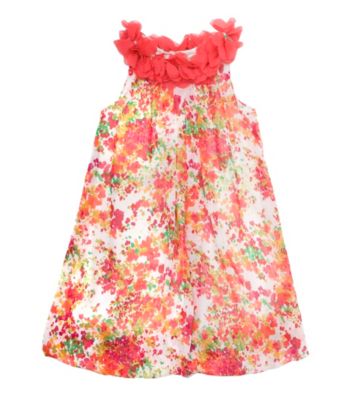 Rare Editions® Girls' 4-6X Coral Ditsy Floral Bubble Dress