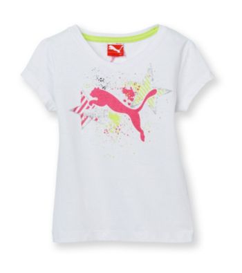 PUMA® Girls' 2T-6X White Short Sleeve Star Tee