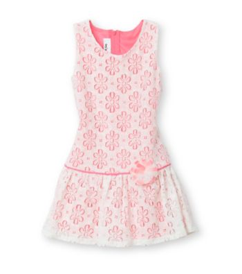 Amy Byer Girls' 4-6X Ivory/Hot Pink Lace Dress