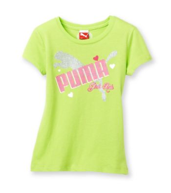 PUMA® Girls' 2T-6X Lime Short Sleeve Girls Rule Tee