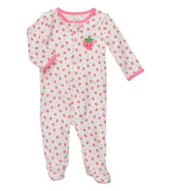 Carter's® Baby Girls' White Cotton Strawberry Print Footie