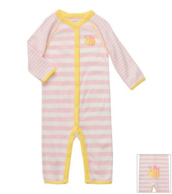 Carter's® Baby Girls' Pink Striped Cotton Bee Jumpsuit