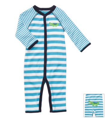 Carter's® Baby Boys' Blue Striped Cotton Gator Jumpsuit