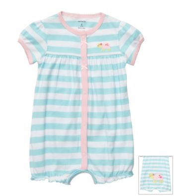 Carter's® Baby Girls' Blue/White Striped Turtle Creeper