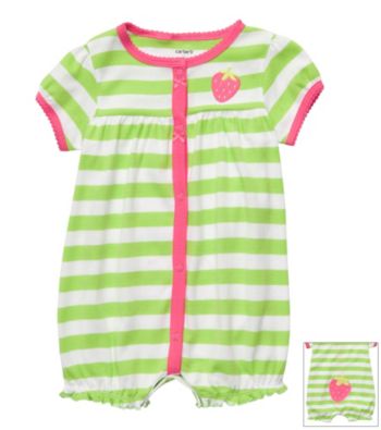 Carter's® Baby Girls' Green Striped Strawberry Creeper