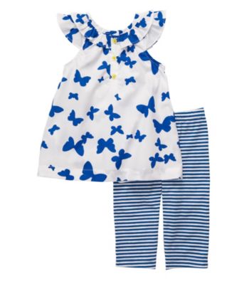 Carter's® Baby Girls' White/Blue 2-pc. Butterfly Capri Set