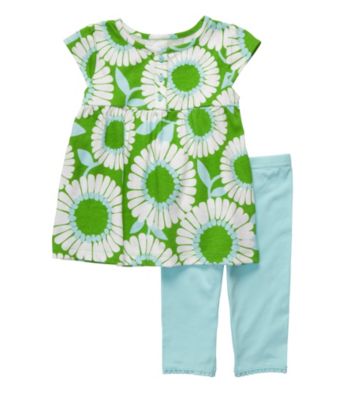 Carter's® Baby Girls' Blue/Green 2-pc. Floral Print Capri Set