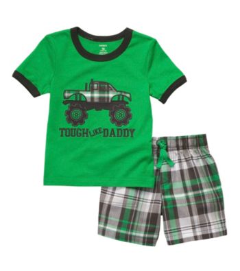 Carter's® Baby Boys' Green Plaid 2-pc. Truck Shorts Set