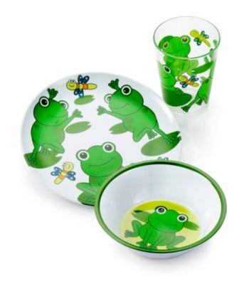 LivingQuarters Kids 3-pc. Frog Melamine Dinnerware Set