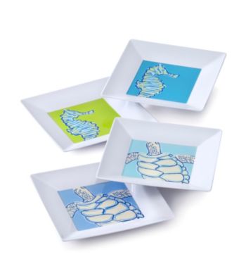 LivingQuarters Coastal Square Salad Plates