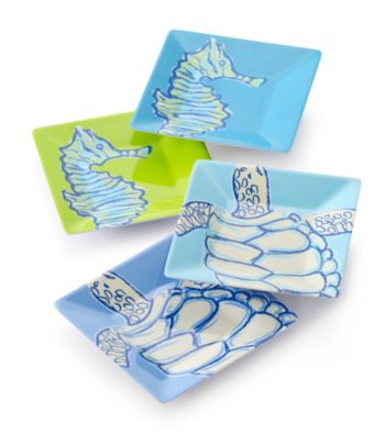 LivingQuarters Coastal Square Salad Plates