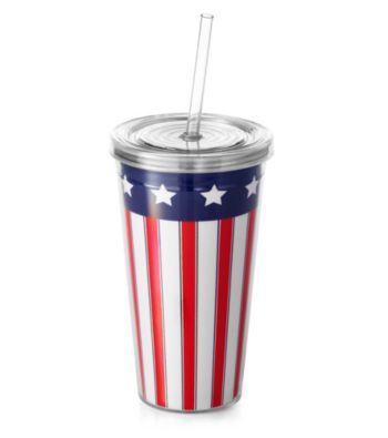 LivingQuarters American Flag Tumbler with Lid