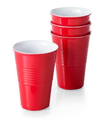LivingQuarters Set of 4 Red Washable Cups