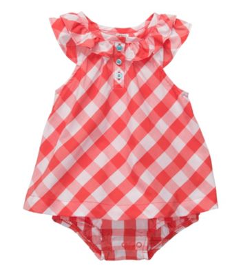 Carter's® Baby Girls' Orange Plaid Woven Sunsuit
