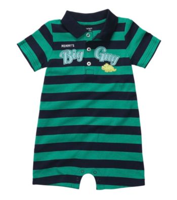 Carter's® Baby Boys' Green/Navy Striped Polo Romper