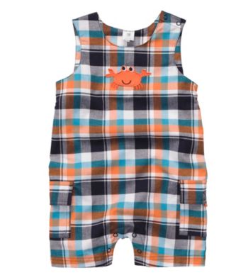 Carter's® Baby Boys' Orange/Blue Plaid Woven Crab Sunsuit