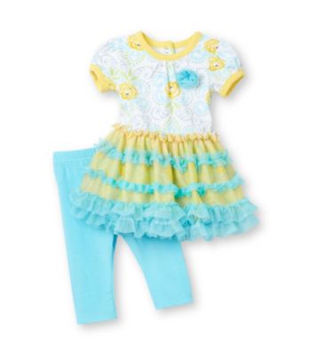 Vitamins Baby® Baby Girls' Yellow 2-pc. Rose Dress and Leggings Set
