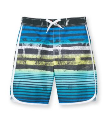 Mambo® Boys' 4-20 Blue/Green Striped Dolohin Hem Board Shorts