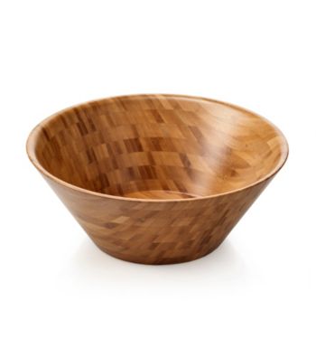 LivingQuarters Whiteware Bamboo Salad Bowl