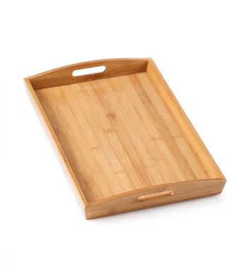 LivingQuarters Whiteware Bamboo Rectangular Serve Tray