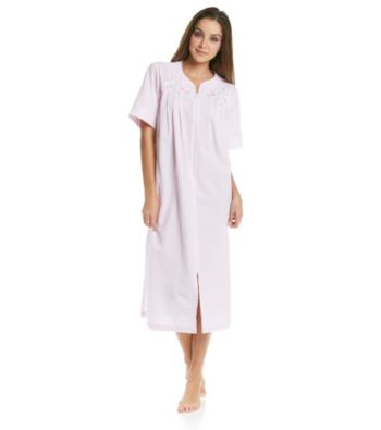 Miss Elaine® Long Seersucker Zip Robe - Pink