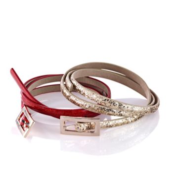 Nine West® Glitter Skinny Belts - Red and Gold