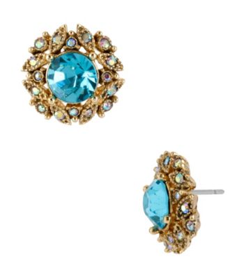Betsey Johnson® Blue Gem Stud Earrings