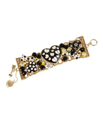 Betsey Johnson® Black Multi Heart Wide Toggle Bracelet