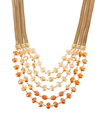 Kenneth Cole® Orange Faceted Bead Multi Row Necklace