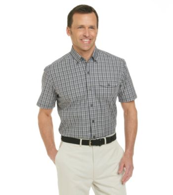 Kenneth Roberts Platinum® Men's Charcoal Short Sleeve Mini Check Woven Shirt